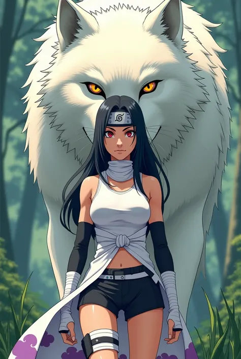  Naruto Classico

My character 
She has dark hair ,  red eyes, Your hair is long and dark ,  she wears a high-neck t-shirt tied with a tank top with white seams ,  wears a white skirt with purple clouds drawn on it ,  the skirt is short but has a large sli...