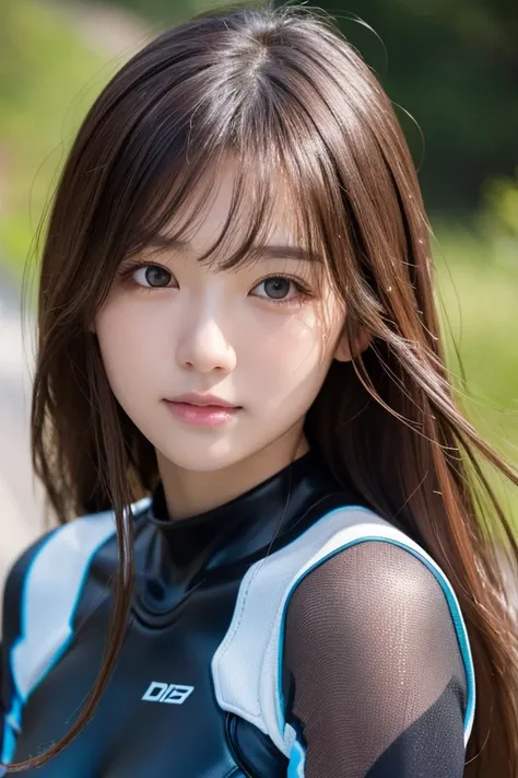    photos of attractive Japanese women sticking out,  one girl playing pranks,  perfect body ,  super detailed faces on a mountain road at night, Detailed lips,  beautiful eyes,  double eyelid, (Rashguard Swimwear), ( wetsuit ),  light brown hair,  Invalid...