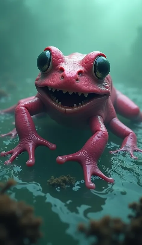  Imagine the fusion of a pink octopus and a Frog. Macabre coming out of .mar