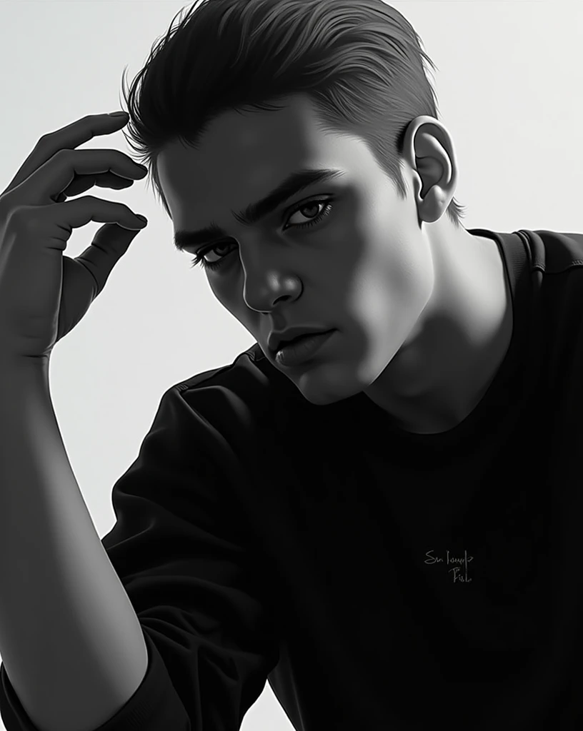 Realistic black and white portrait