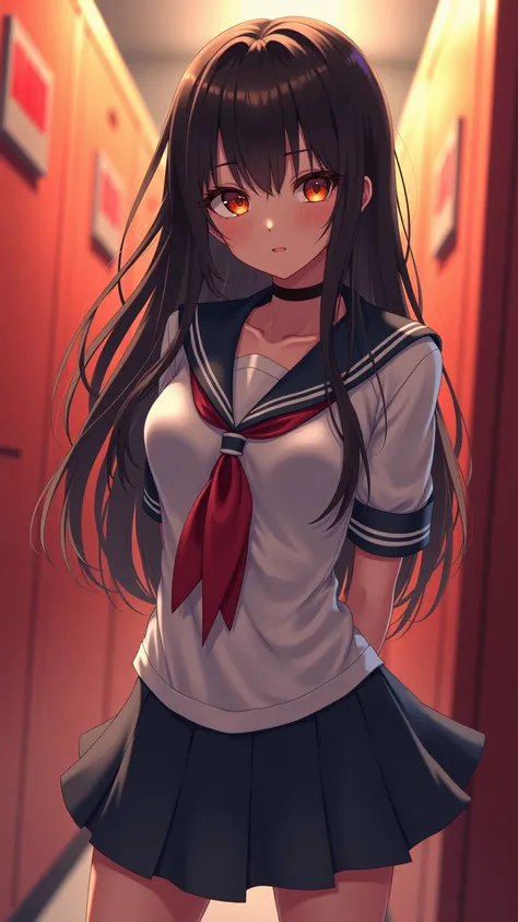 One girl、uniform　sexy　Erotic　Black Hair　mini skirt　Student Uniform　Sailor suit, Excellent anatomy, masterpiece, Highest quality,Realistic, hyperRealistic, 16k hdr,(((skirt lift))),NSFW、Long Hair、Straight Hair、bangs、freckles、Brown Hair、high school girl、Whit...