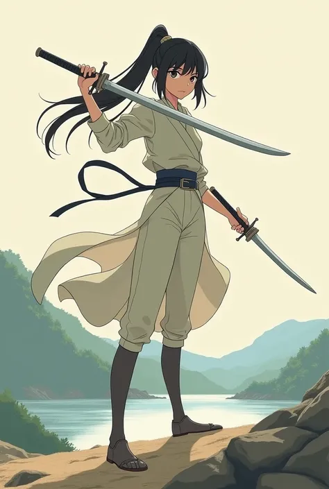 Anime character with simple swords