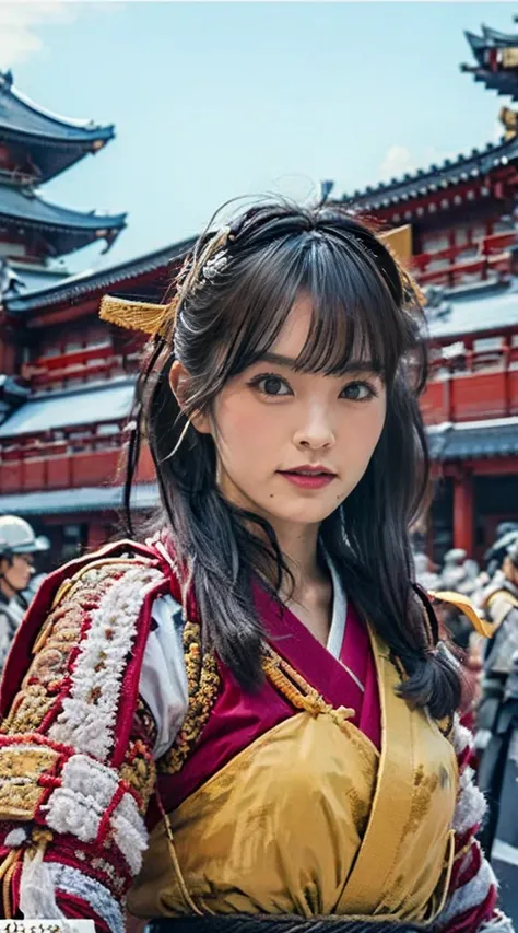 最高masterpiece、masterpiece、最 high quality、 high quality、 Beautiful Girl、Black Hair、Japanese Female Warlords 、 Japans Warring States Period、Rin々A funny expression