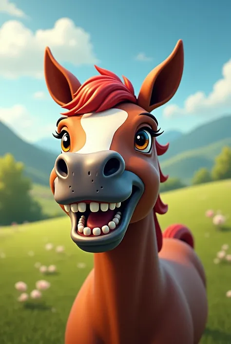 Smiling horse with grills