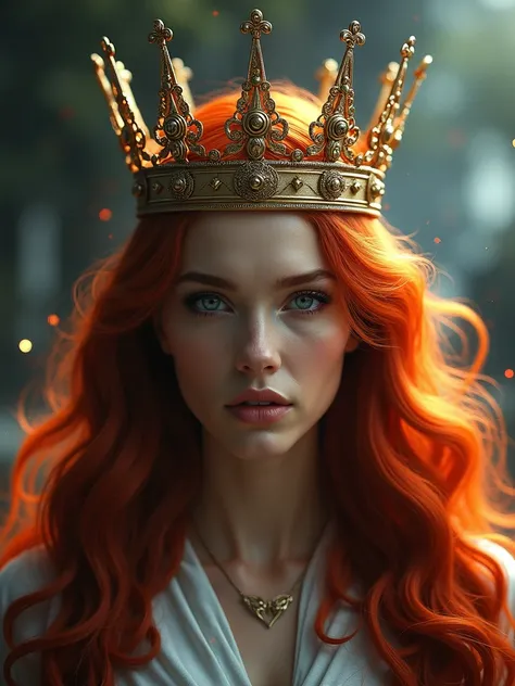 Red-haired woman (Crowned), (Octane, Houdini ,  Special Effects,  Render ,  Details, 4K ),    by samdoesarts ,