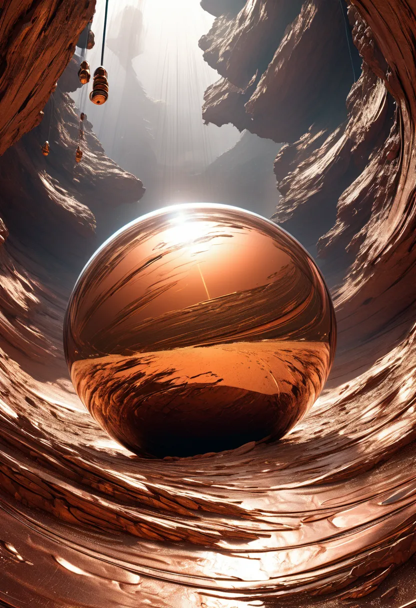 conceptual installation fantasy illustration art, Copper-plated Mars, various effects, delicate and dynamic textures, contrasts of light and shadow, 2.5D, artistic photography, hyper realistic, digital graphic CG, BREAK ultra detailed, absolutely resolution, best quality