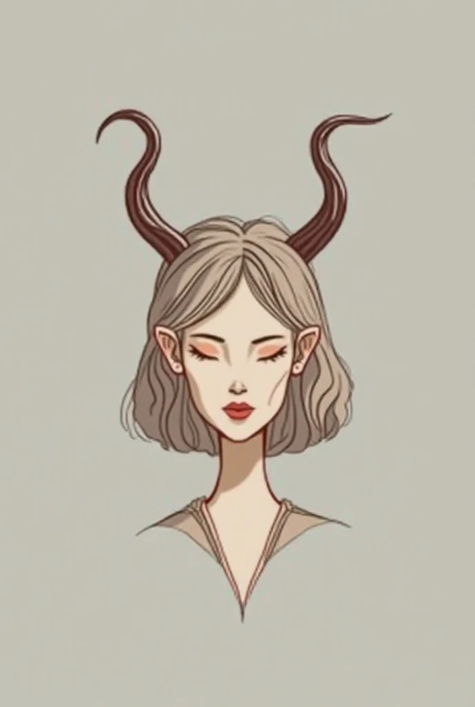 flat boutique logo with a womens clothing with two animated horns