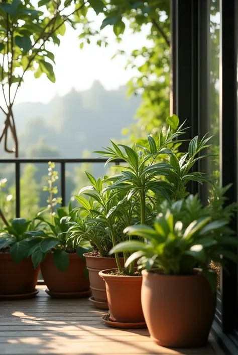  features plants growing in Pots on the balcony ,  Digital Rendering by Samuel Silva,  winners of the cg association contest ,  conceptual art ,  high-detail rendering ,  low-angle dimetric rendering ,  rendering to perfection ,  Architecture 3 d render  ,...