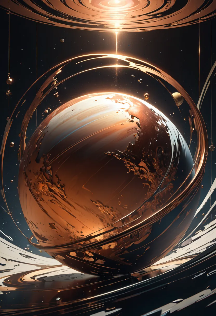 conceptual installation fantasy illustration art, Copper-plated planet-Venus, various effects, delicate and dynamic textures, contrasts of light and shadow, 2.5D, artistic photography, hyper realistic, digital graphic CG, BREAK ultra detailed, absolutely resolution, best quality