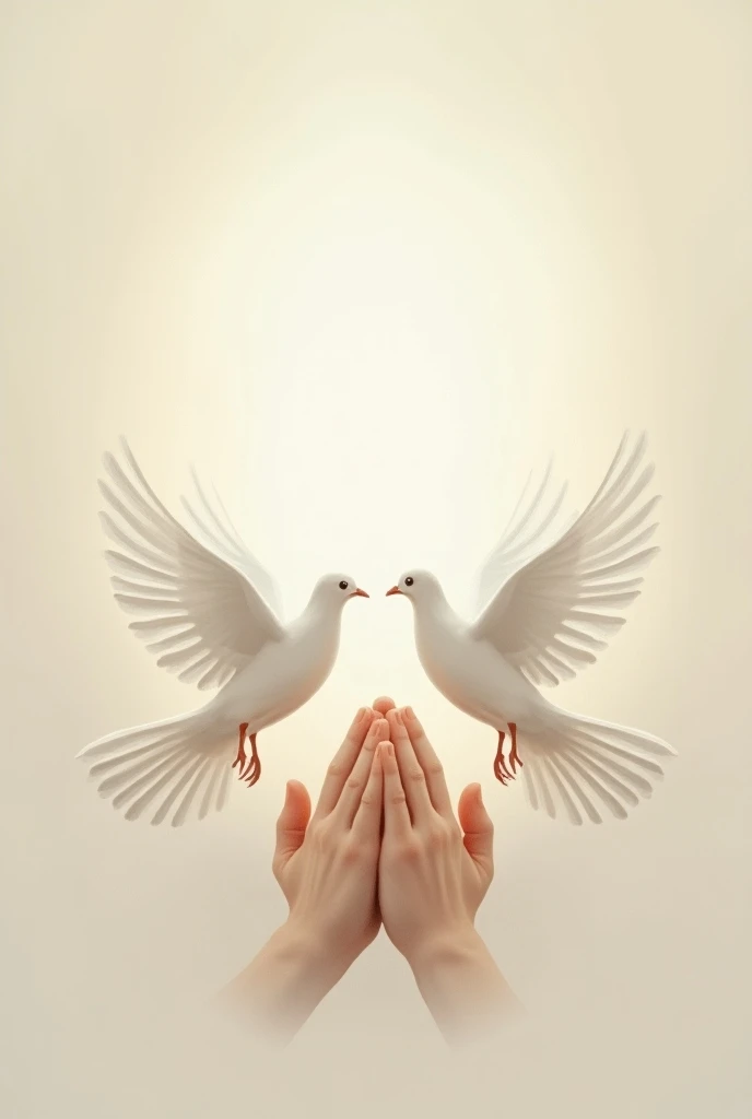 Create me a design with natural two doves and praying hands
