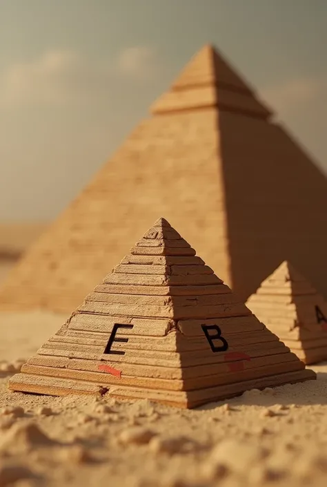  Cinematic frame of Egyptian pyramids, wooden, light background, quality photo, smooth texture , Studio photo,  side face profile ,  shallow depth of field , vignette,  text, high budget, bokeh, cinemascope, melancholic, epic, impressive,  detailing the le...