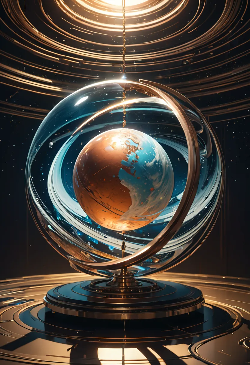 conceptual installation fantasy illustration art, Copper-plated planet-Mercury, various effects, delicate and dynamic textures, contrasts of light and shadow, 2.5D, artistic photography, hyper realistic, digital graphic CG, BREAK ultra detailed, absolutely resolution, best quality