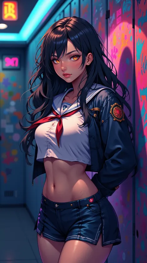 One girl、uniform　sexy　Erotic　Black Hair　mini skirt　Student Uniform　Sailor suit, Excellent anatomy, masterpiece, Highest quality,Realistic, hyperRealistic, 16k hdr,(((skirt lift))),NSFW、Long Hair、Straight Hair、bangs、freckles、Brown Hair、high school girl、Whit...