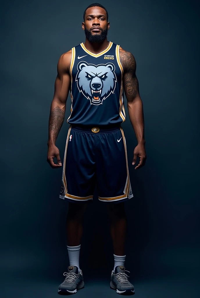  mens basketball uniform with a gray bear and the name: grizzlies 