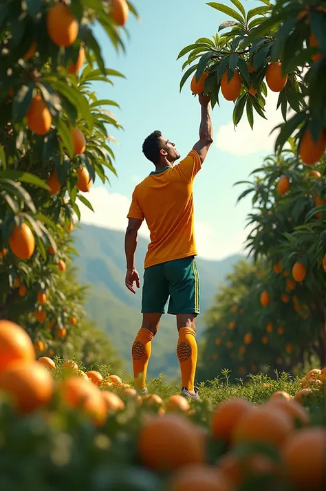 Cristiano Ronaldo harvesting mangoes