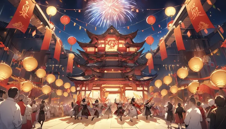 chinese kingdom celebration at night, no human