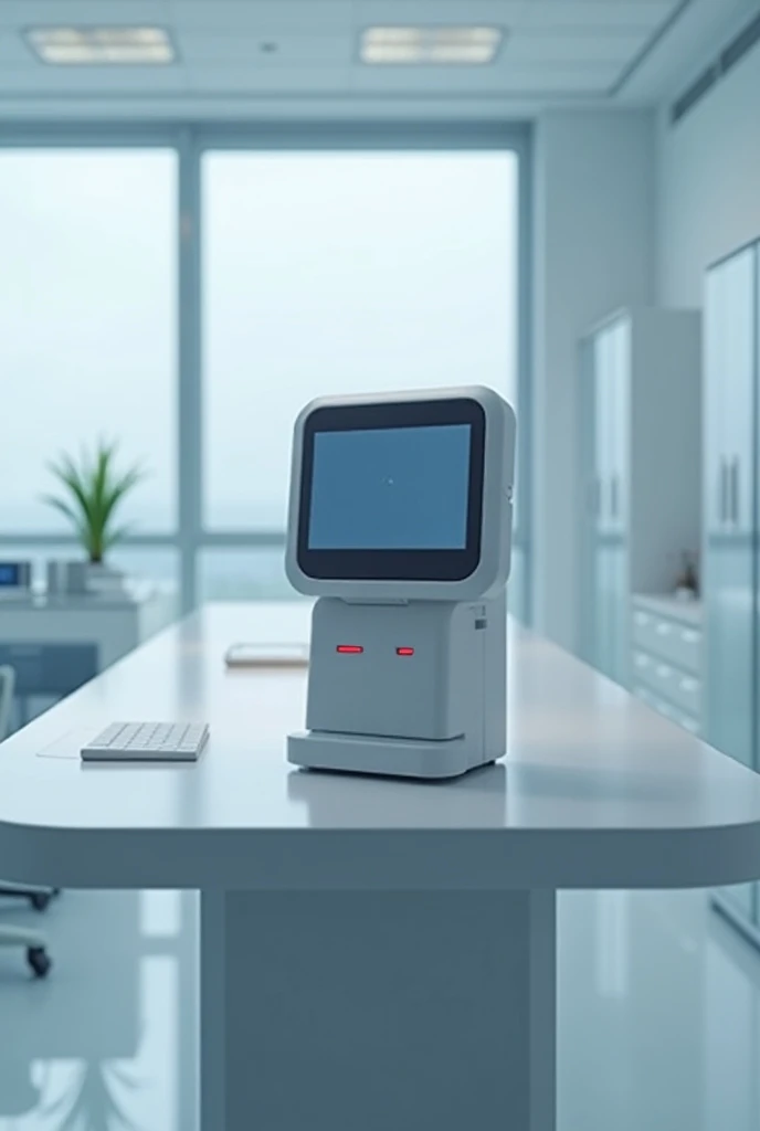 Modern, well-maintained diagnostic equipment ,  such as a bioresonance device on a clean table ,  with a professional background that suggests advanced technology and care.