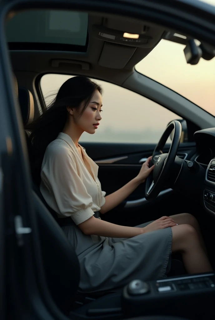 Woman inside the car