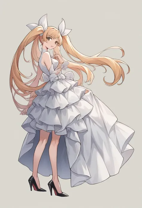 (masterpiece),(Best Quality),(Super detailed),( Best Illustration ),( best shadow ),( absurd),( detailed background),( is so pretty),  Great  ,  1 girl, Long Hair, absurdly Long Hair,  dress, Alone, very Long Hair,  twin tails, white  dress, OFFICIAL ALTER...