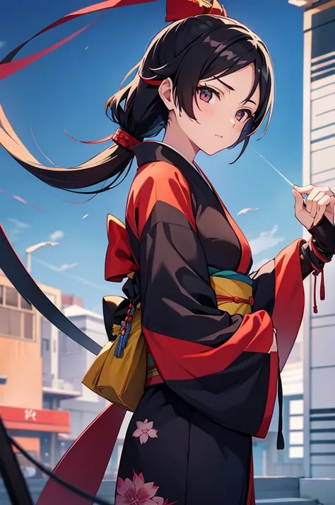 female kunoichi in a kimono