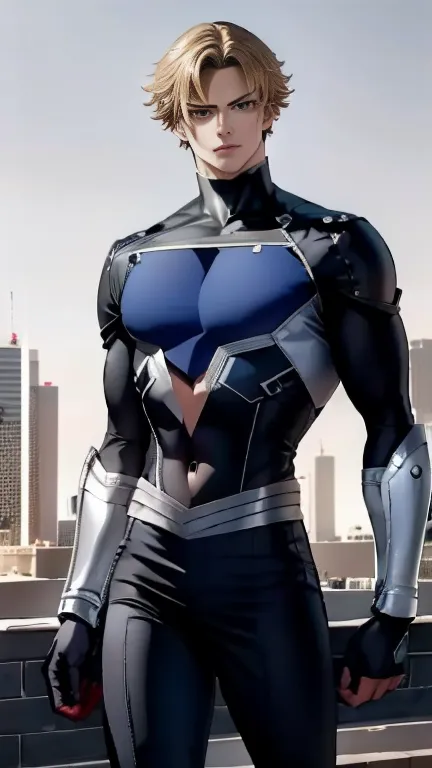 (high-definition cg), (best quality),   superhero with a beautiful body, hero costumes , handsome and cool young man ,   slim an...