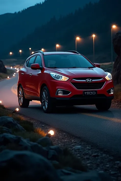 Hyunday Tucson 2011 type of road prepared with various types of lights and all-terrain tires 