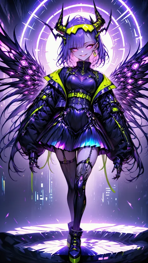 One young and beautiful woman,(Best Quality, very detailed depiction, Incredibly Absurd Hi-Res,High quality anime drawings:1.2),(Japanese actress wearing a cyber-inspired villain costume ),( Action Poses Like a Sci-fi Hero Show ),( The design combines futu...