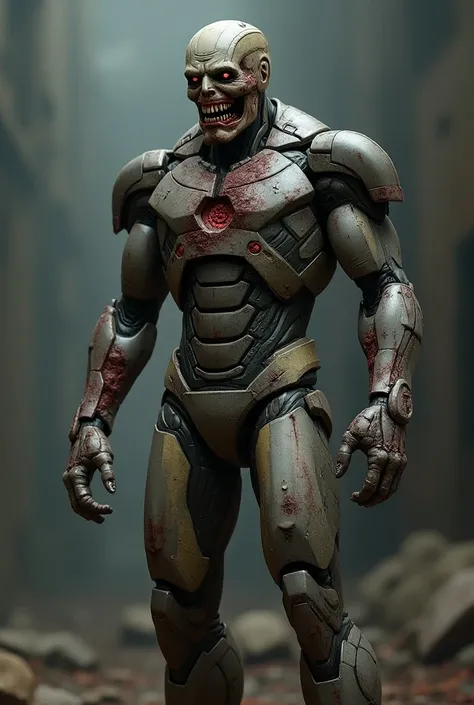 Zombie Iron man with missing arm With mask off.