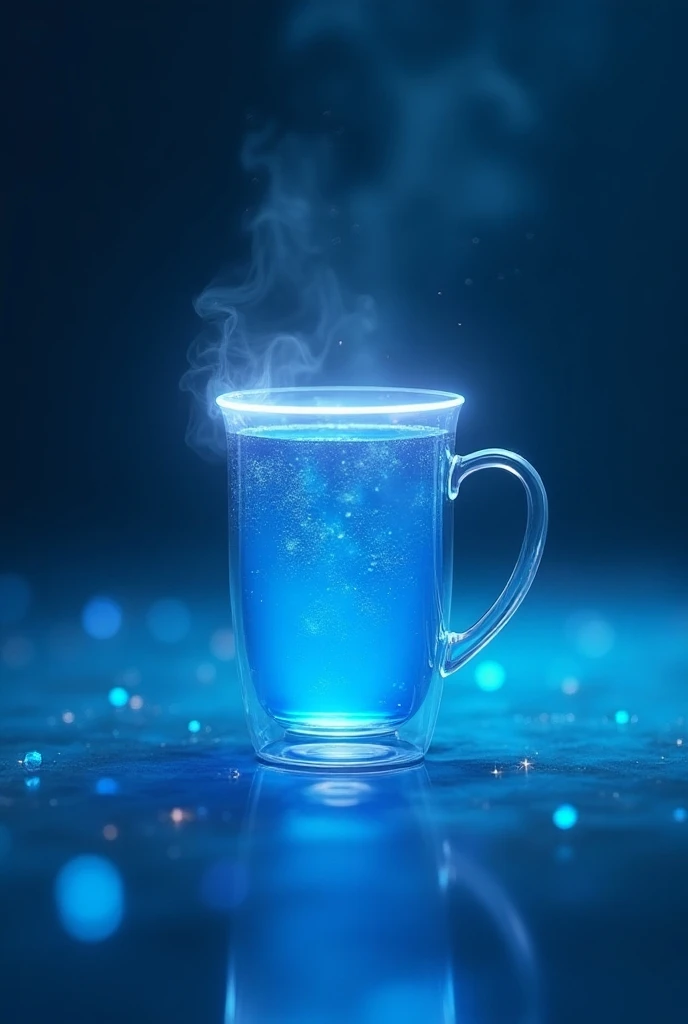 I want a cup with a transparent headlight-inspired design an ear infused with blue tea from Clitoria flower with magical touches