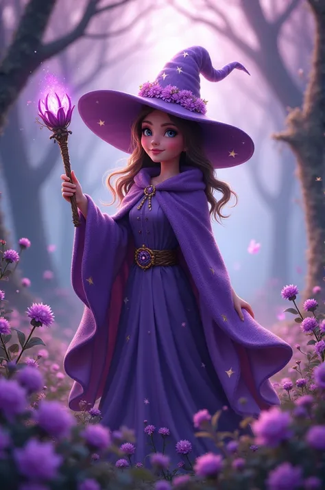  Lavender like a witch with a mysterious but friendly air .  You could have a pointed hat adorned with purple flowers and a cape that shines with stars.  Your magic wand could be made of willow wood , with a purple gem on the tip . 

 The scene could be se...