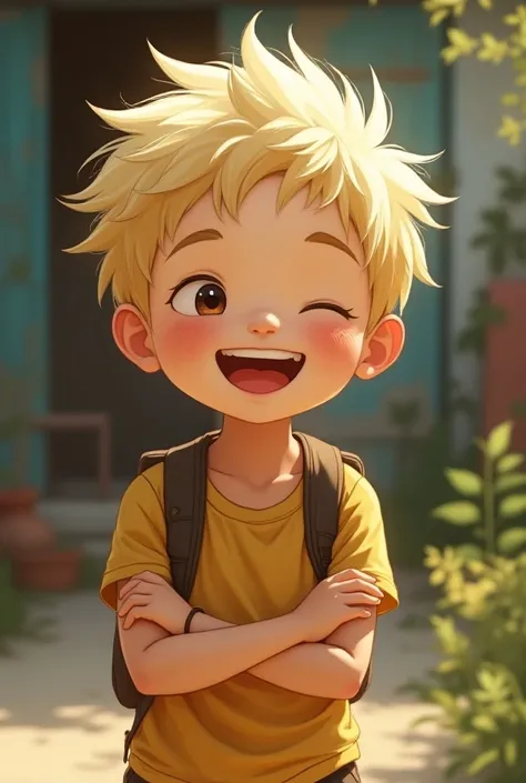 Raise a happy Asian  blond boy and commoner