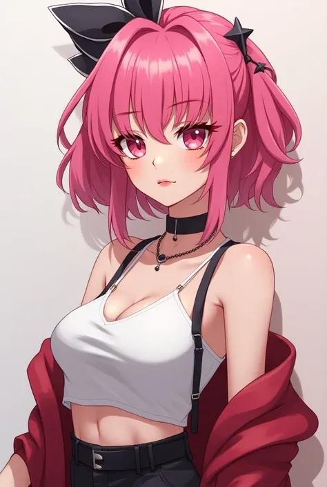 Painted pink-haired babe cool style Mature 
Anime 