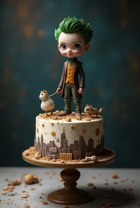 Jocker or Wason costume theme cake con topper de Wason encima