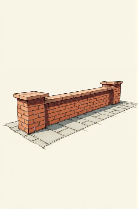 A plan of a small brick wall 
