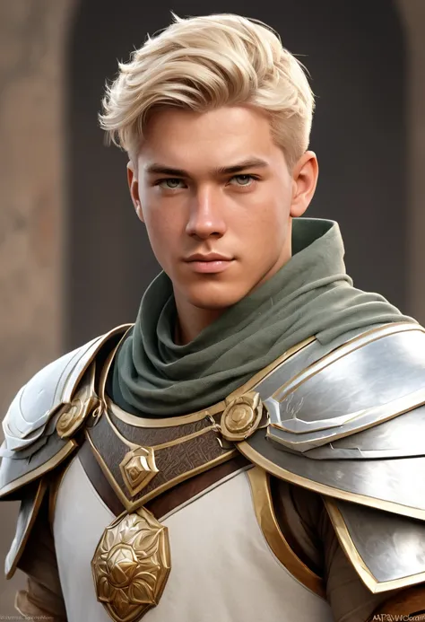 a portrait of a handsome 25 year old man with golden eyes, wolf cut blonde hair, brave features, character portrait by senior character artist, Artstation, fantasy art, stunning character art, fantasy concept art portrait, epic exquisite character art, cha...