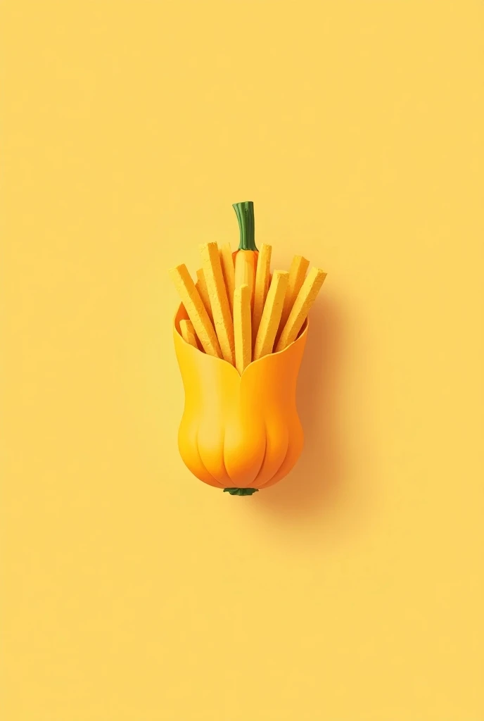 Create a logo for a product called Squash Fries, featuring a stylized illustration of the Cucurbita moschata squash (characterized by a long, rounded shape and smooth, tan skin) transformed into golden, crispy fries. The logo should include elements that e...