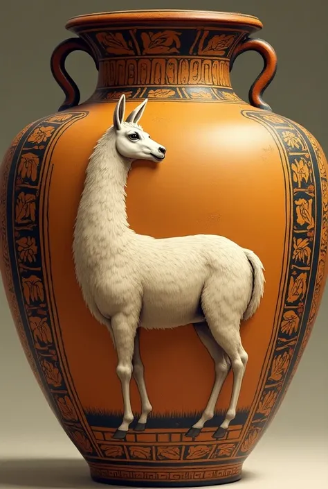 a llama draw in a greek pot