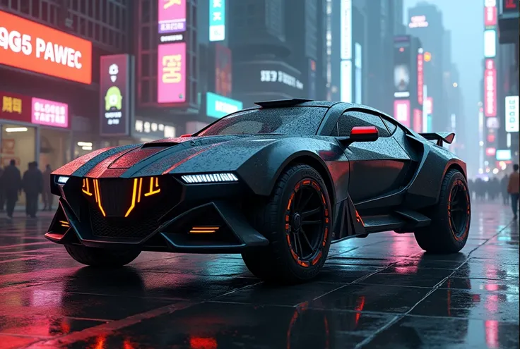 Make a cyberpunk military car 