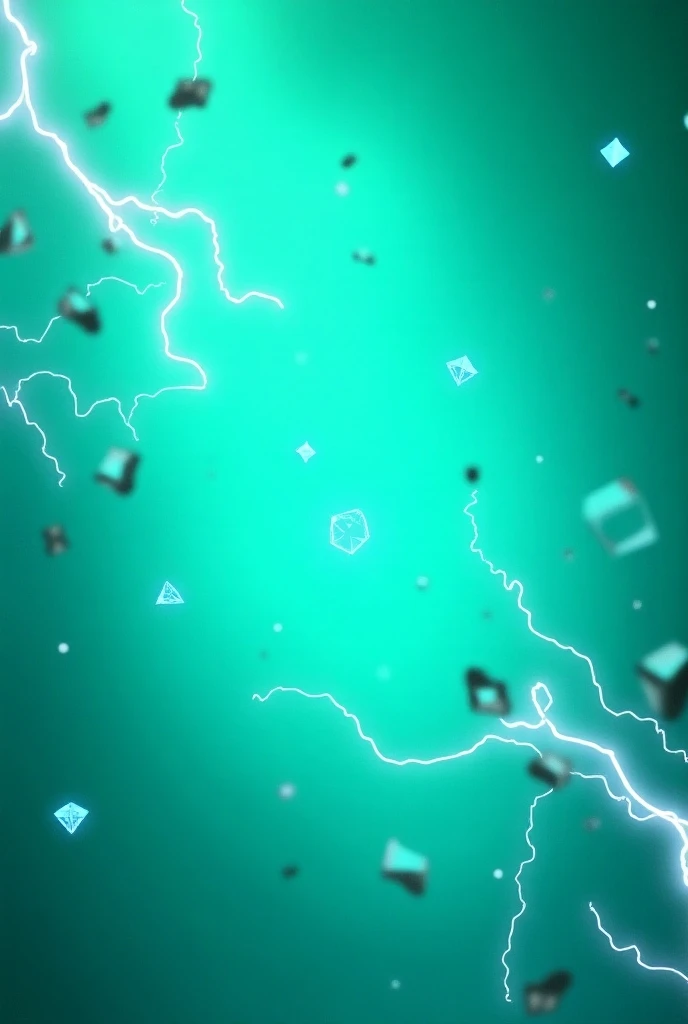 Mint blue and green background with dynamic electrical rays scattered throughout the image
And video game controls and diamonds to make the image blurry 

