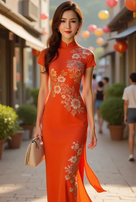 lisamy, ao dai vietnamese, full body view, walking