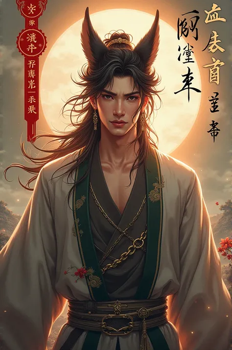 I would like to have a cover of a novel titled Rebirth as a Fox Devil Review in Thai, written in the middle, giving it a livestream feel with an ancient Chinese character. It has a beautiful fox demon guy.