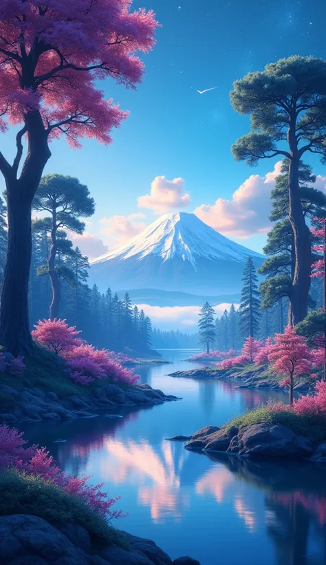 /imagine prompt: Viral anime nature wallpaper in 4K quality, in the style of concept art inspired by Avatar, showcasing a vibrant alien forest with glowing plants, floating islands, and bioluminescent creatures; surreal and otherworldly color temperature, ...