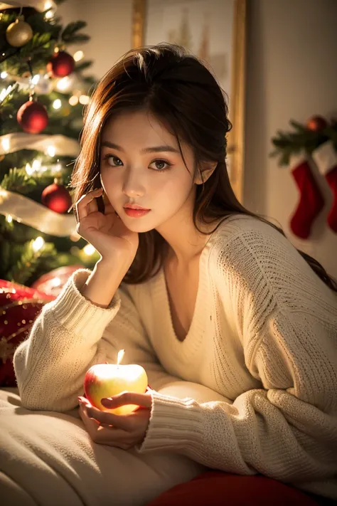  Christmas atmosphere;Korean beauty; Ambience ;Apple Skin ;Light makeup