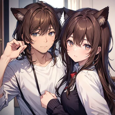 40-year-old man with brown hair and cat ears