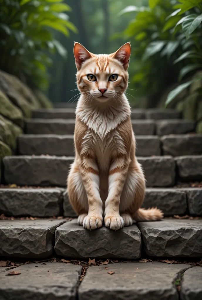 cat on the stone steps