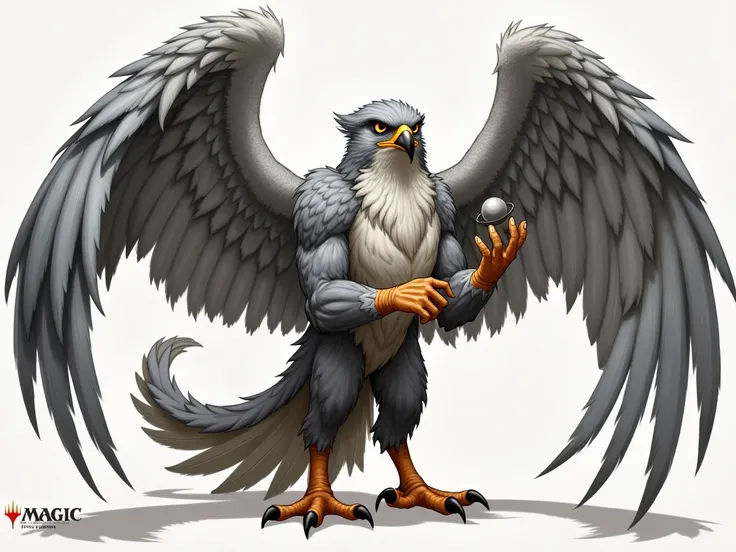 Gray feathers, silver feathers, angel wings, feathered wings, falcon, feathered body, muscular body, avian, Bad guy, looking at the viewer, standing, presenting , nsfw, anthropomorphic furry, falcon, holding penis, erection, balls, testicles, brown tail, a...