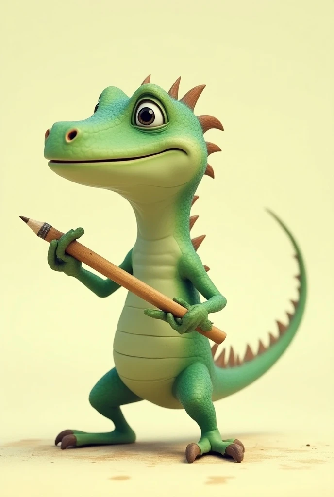 Animated iguana with a pencil