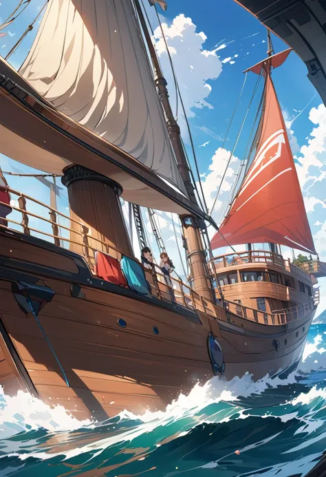 score_9,score_8_up,score_7_up,source_anime,masterpiece,best quality,hyper detailed,super fine illustration,8k,rating_safety, landscape painting,break flying sail ship,luxury cruise design,steam,break (on blue sky:1.2),Ocean sea ,detailed background,break i...