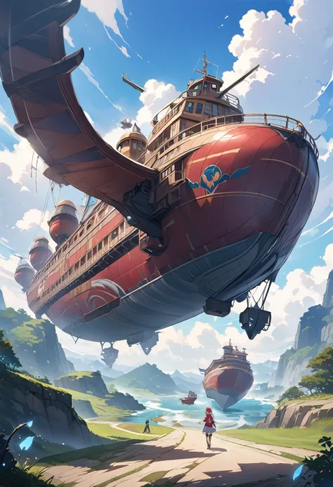 score_9,score_8_up,score_7_up,source_anime,masterpiece,best quality,hyper detailed,super fine illustration,8k,rating_safety, landscape painting,break airship,fantasy design,steam pank,break (blue sky:1.2),Fujiyama,detailed background,break inspired by japa...