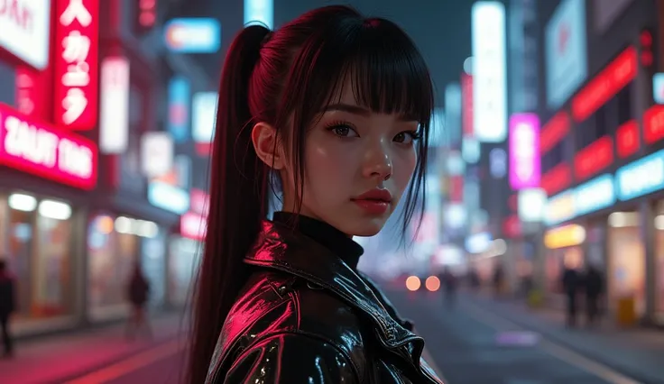 1female people、(A handsome girl:1.4)、(A confident smile:1.2)、(28 age old)、(brunette color hair)、(Top image quality)、(8K picture quality)、(cyber punk perssonage)、(masutepiece)、(Wear a military uniform with a shiny cyberpunk coat:1.5)(A confident smile:1.2)、...